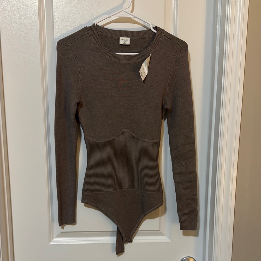 Abercrombie & Fitch Brown Ribbed Bustier Bodysuit
